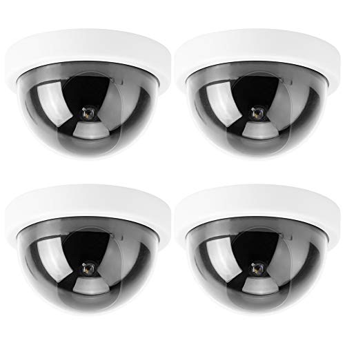 Dome-Überwachungskamera, Dummy Fake Kamera CCTV Kuppelkamera Simulationssicherheitsmonitor mit blinkenden ROTEN LED-Lichtern, Außen- / Innenbereich für Privathaushalte Unternehmen, 4 Stück Weiß von Sonew