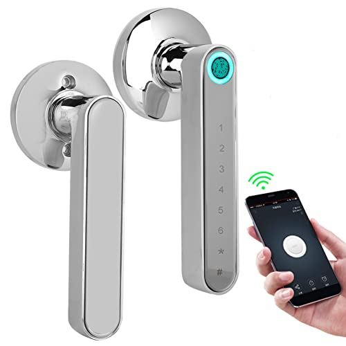 Elektronischer Türgriff, Smart Keyless Entry Türschloss, Smart Biometric Fingerabdruck Türschloss, Safe Haustürgriff mit Fingerabdruck APP Unlock für Home Office Apartment Garage(Silver) von Sonew