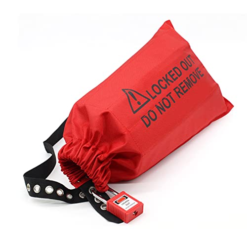 Sonew Lockout Tagout Bag, Vehicle Controller Button Wear Resistant Polyester Cloth Red Warning Signs Lockout Bag von Sonew