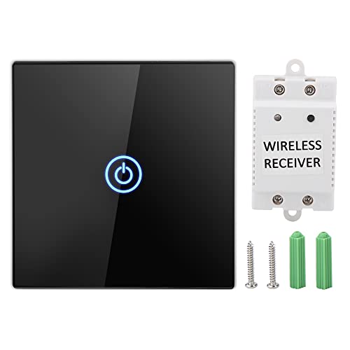 Sonew 1 Weg Touch Lichtschalter, Smart Drahtloser APP Touch Control Wandleuchtenschalter mit Receiver Smart Home Lichtschalter 12V(Black) von Sonew