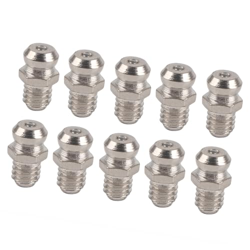 Sonew 10pcs Metallersatz-Fettspitze-Düsennippel-Schmiermittelzubehör aus Qualifiziertem Stahl, Hohe Härte, Rostresistenz, Keine Leckage, Sorgt für eine Lange Servicezeit, die Zum (M6 gerade) von Sonew