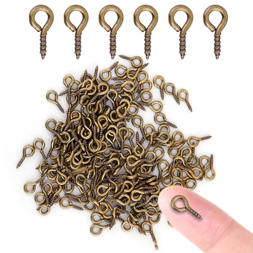 Sonew 200 Stück Kleine Ösenschraube, Mini Eye Pins Haken Ösen Schrauben Haken Gewinde Bails Ergebnisse für Schmuckherstellung DIY Kunsthandwerk (Dark Bronze) von Sonew