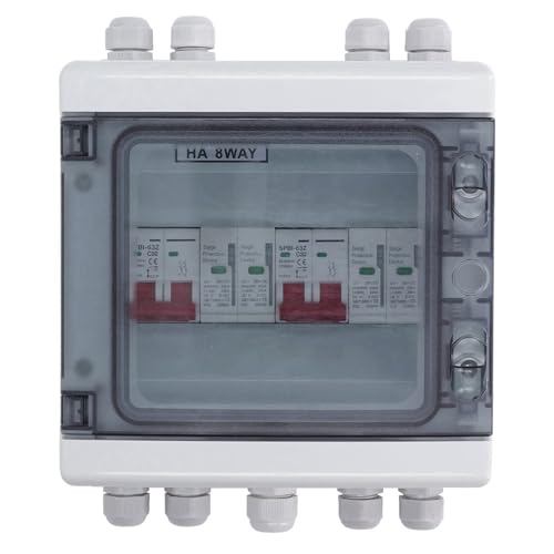 Sonew DC Miniatur Leistungsschalter, DC 500 V Solar Trennschalter, 2 in 2 Out Überspannungsschutz PV Kombinationsbox, 32 A 20–40 KA, Wasserdicht IP65 von Sonew