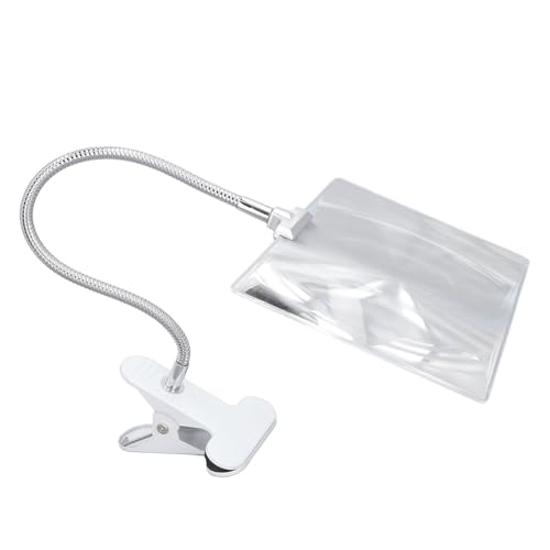 Sonew Ganzseitenlupe Zum Lesen, 4-Fach Große Lupe mit Flexiblem Schwanenhals und Klemme für Senioren von Sonew