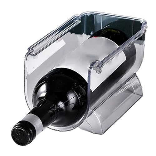 Sonew Kunststoff-Weinflaschenhalter, Stapelbarer, Transparenter Weinflaschen-Aufbewahrungsorganisator, Präsentationsregal für Kühlschrank, Speisekammer, Schrank (1 Flasche) von Sonew