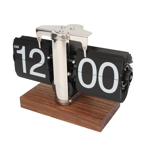 Sonew Retro Digitale Flip Down Uhr, Automatisches Drehen, Batteriebetriebene Mechanische Uhr, für Heimzimmer Büro Dekoration (Schwarz) von Sonew
