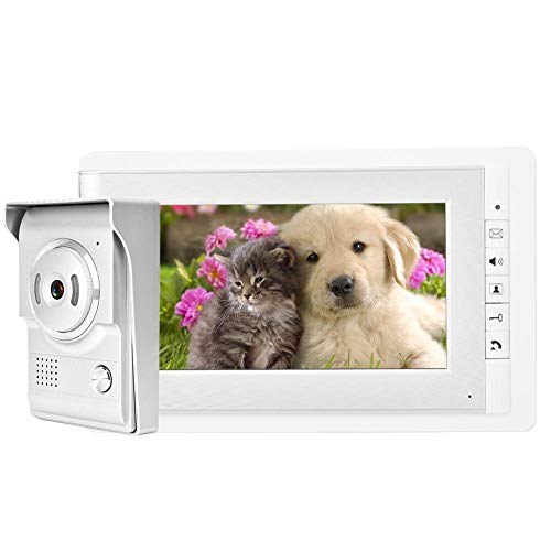Video Türsprechanlage mit Kamera 7 Zoll Farb HD LCD Gegensprechanlage Nachtsichtkamera mit 90 ° Linse intelligent Video Türklingel Silver(EU) von Sonew