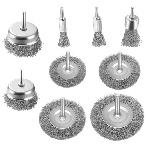 9 Stück Drahtbürste Bohrmaschine Set, Rundschaft 6mm - Scheibenbürsten 38, 50, 65, 75 mm, Topfbürste 38, 50 mm, Pinselbürste 16, 20, 25 mm, Schaft zum Reinigen von Rost, Flocken und Schleifmitteln 9 Stück Drahtbürste Bohrmaschine Set, Rundschaft 6mm - Scheibenbürsten 38, 50, 65, 75 mm, Topfbürste 38, 50 mm, Pinselbürste 16, 20, 25 mm, Schaft zum Reinigen von Rost, Flocken und Schleifmitteln von Sonfedo