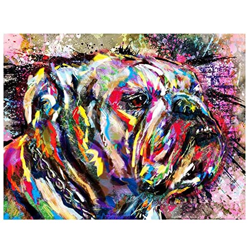 DIY 5D Diamond Painting Set für Kinder/Erwachsene Aquarell-Bulldogge Diamant Painting Bilder Full Drill Kristall Stickerei Kunsthandwerk für Home Wand Dekorationen Geschenk Square Drill 80x120cm von SongYww