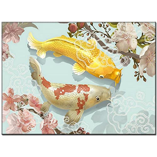 DIY 5D Diamond Painting Set für Kinder/Erwachsene Koi-Fisch-Liebhaber Diamant Painting Bilder Full Drill Kristall Stickerei Kunsthandwerk für Home Wand Dekorationen Geschenk Round Drill 40x50cm von SongYww