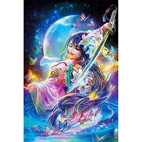 DIY 5D Diamond Painting Set für Kinder/Erwachsene Anime Frau Diamant Painting Bilder Full Drill Kristall Stickerei Kunsthandwerk für Home Wand Dekorationen Geschenk Round Drill 40x50cm von SongYww