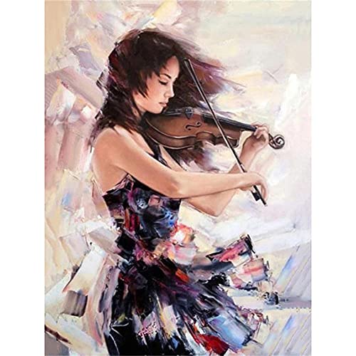 SongYww DIY 5D Diamond Painting Set für Kinder/Erwachsene Violine Frau Diamant Painting Bilder Full Drill Kristall Stickerei Kreuzstich Kunsthandwerk für Home Wand Dekorationen Geschenk 30x40cm von SongYww