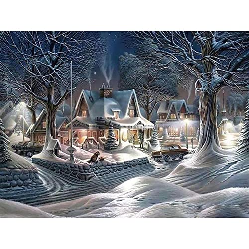 SongYww DIY 5D Diamond Painting Set für Kinder/Erwachsene Winterlandschaft Diamant Painting Bilder Full Drill Kristall Stickerei Kreuzstich Kunsthandwerk für Home Wand Dekorationen Geschenk 30x40cm von SongYww