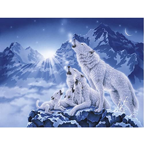 SongYww DIY 5D Diamond Painting Set für Kinder/Erwachsene Wolf Diamant Painting Bilder Full Drill Kristall Stickerei Kunsthandwerk für Home Wand Dekorationen Geschenk Round Drill 70x100cm von SongYww