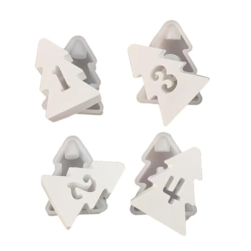 4 Stück Silikonformen für Kerzenständer aus Beton, Weihnachtsbaum, hohle Zahlenform, Basisformen, Textur, Schmuckherstellungswerkzeug 4 Stück Silikonformen für Kerzenständer aus Beton, Weihnachtsbaum, hohle Zahlenform, Basisformen, Textur, Schmuckherstellungswerkzeug von Songelt