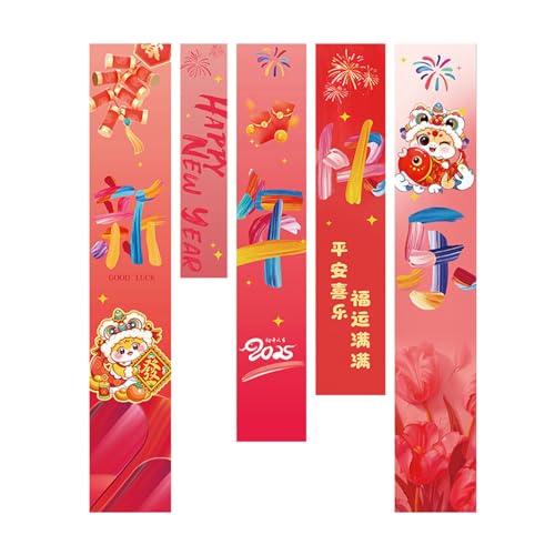 5 Stück Frühling Festival Wandbehang 2025 Neujahr Hängende Banner für Zuhause und Schule Hintergrund Wanddekoration Traditionelle Feier Banner 5 Stück Frühling Festival Wandbehang 2025 Neujahr Hängende Banner für Zuhause und Schule Hintergrund Wanddekoration Traditionelle Feier Banner von Songelt