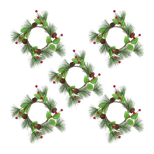5 Stück Ringe Kränze Halloween Simulation Blumenhalter Ringe mit PVC Kiefernnadel für Tisch Hochzeit Partys Künstlicher Kranz von Songelt