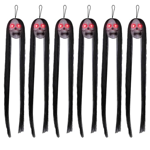 6 Stück gruselige Totenkopf-Hängedekoration, Halloween-Party-Requisiten, beleuchteter hängender Totenkopf, Festival, Urlaub, Partyzubehör, Hauszubehör 6 Stück gruselige Totenkopf-Hängedekoration, Halloween-Party-Requisiten, beleuchteter hängender Totenkopf, Festival, Urlaub, Partyzubehör, Hauszubehör von Songelt