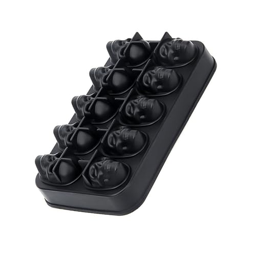 Eiswürfelform mit 10 Löchern, Totenkopf-Form, mit Deckel, lebensmittelechtes Silikon, für Whisky-Trinker und Barkeeper, Tabletts für Gefrierschränke, leicht zu lösen von Songelt