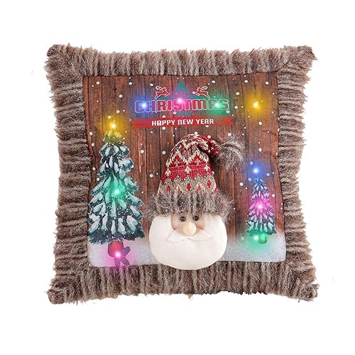 Farbenfroher Weihnachts-Kissenbezug, LED-Licht, kreativ, superweich und kurz, Plüsch-Kissenbezug, kurzes Plüschkissen, Digitaldruckmuster Farbenfroher Weihnachts-Kissenbezug, LED-Licht, kreativ, superweich und kurz, Plüsch-Kissenbezug, kurzes Plüschkissen, Digitaldruckmuster von Songelt