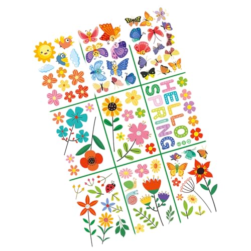 Fensteraufkleber, Motiv: Frühlingsfenster, wiederverwendbar, Blume und Schmetterling, PVC-Aufkleber, einfaches wasseraktiviertes Design für Zuhause, Büro, Fensteraufkleber von Songelt