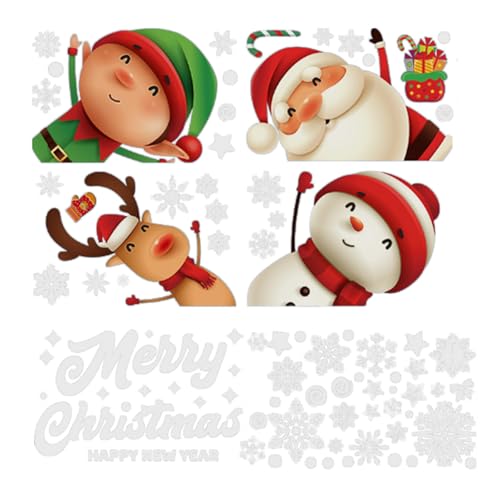 Fensteraufkleber für Weihnachten, Weihnachtsmann und Rentier, Glasaufkleber für Festival, abnehmbare Fensteraufkleber, Dekorationen Fensteraufkleber für Weihnachten, Weihnachtsmann und Rentier, Glasaufkleber für Festival, abnehmbare Fensteraufkleber, Dekorationen von Songelt