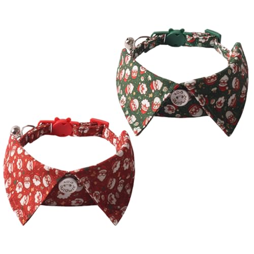 Halsband mit Weihnachtsmann-Muster, Schnallen, für Katzen, Kätzchen, Welpen, für Weihnachten, Feiern, Katzen, Halsband für Partys, 2 Stück Halsband mit Weihnachtsmann-Muster, Schnallen, für Katzen, Kätzchen, Welpen, für Weihnachten, Feiern, Katzen, Halsband für Partys, 2 Stück von Songelt