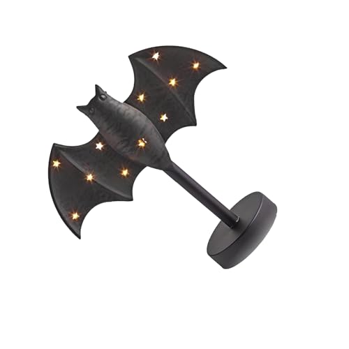 Handgefertigte Fledermausförmige Blechhalter-Lichter, batteriebetrieben, blinkendes Licht für das ganze Jahr, Gothic-Stil, Heimdekoration, Halloween, Fledermaus-Lampe von Songelt