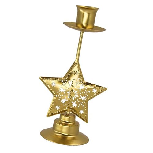 Kerzenständer aus Eisen mit ausgehöhltem Weihnachtsstern und Herzmuster, Kerzenständer für Tischdekoration, Metall-Kerzenständer Kerzenständer aus Eisen mit ausgehöhltem Weihnachtsstern und Herzmuster, Kerzenständer für Tischdekoration, Metall-Kerzenständer von Songelt