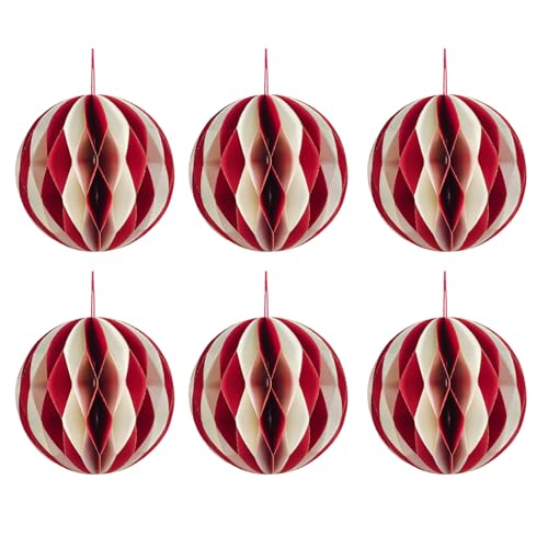 Packung mit 6 bunten runden handgefertigten Papierkugeln, Weihnachtsdekorationen zum Aufhängen für Zuhause und Büro, Partyzubehör, Weihnachtsdekoration Packung mit 6 bunten runden handgefertigten Papierkugeln, Weihnachtsdekorationen zum Aufhängen für Zuhause und Büro, Partyzubehör, Weihnachtsdekoration von Songelt