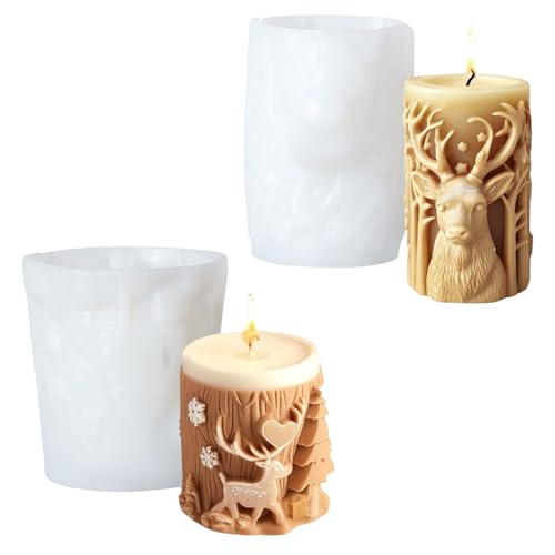 Silikonformen mit Weihnachtsmotiv für Seife, Heimdekoration, zylinderförmig, geschnitzt, Kunstharz, Silikon, geprägt, 2 Stück Silikonformen mit Weihnachtsmotiv für Seife, Heimdekoration, zylinderförmig, geschnitzt, Kunstharz, Silikon, geprägt, 2 Stück von Songelt