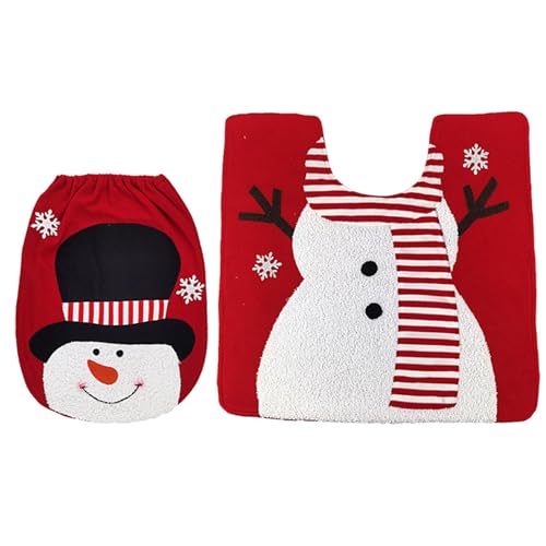 Songelt 2-teiliges Set Weihnachten Toilettensitzbezug Weihnachtsmann Schneemann Toilettensitz Bodenmatte Badezimmermatte Songelt 2-teiliges Set Weihnachten Toilettensitzbezug Weihnachtsmann Schneemann Toilettensitz Bodenmatte Badezimmermatte von Songelt