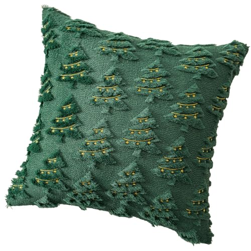 Songelt Dekorativer Kissenbezug, Weihnachts-Kissenbezug, bestickte Designs, warme Winterdekoration, Polyester, festlicher Überwurf-Kissenbezug von Songelt