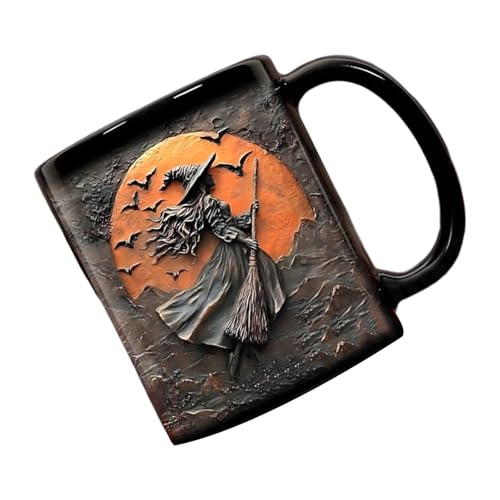 Songelt Keramik-Kaffeetasse mit gruseligem Hexen-Design, stabile Halloween-Tassen für Partyzubehör, Keramik von Songelt