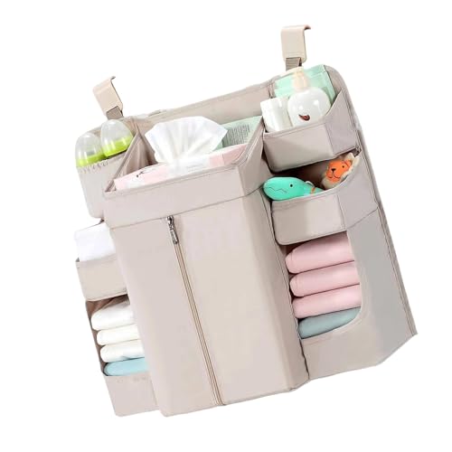 Songelt Organizer zum Aufhängen mit mehreren Taschen für Babybett, Kinderzimmer, mit verstellbaren Riemen und nachhaltigem Stoff, tragbarer Baby-Organizer von Songelt