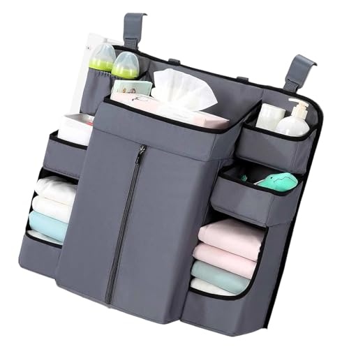 Songelt Organizer zum Aufhängen mit mehreren Taschen für Babybett, Kinderzimmer, mit verstellbaren Riemen und nachhaltigem Stoff, tragbarer Baby-Organizer von Songelt