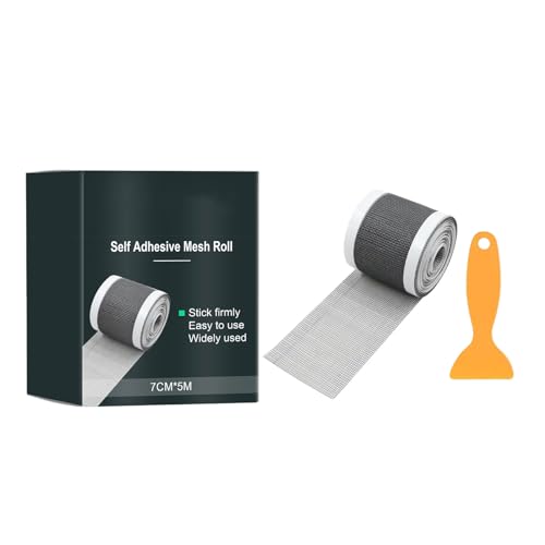 Songelt Selbstklebende Netz-Rolle für Fensterscheiben, Reparaturnetz, Duschablauf, Haarfänger, Netzaufkleber mit Schaufel-Klebeband von Songelt