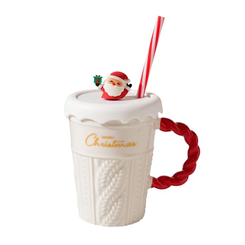 Songelt Weihnachtliche Keramik-Kaffeetassen mit Deckel, "Pleased Christmas", zarte Tasse für Urlaub und den täglichen Gebrauch Songelt Weihnachtliche Keramik-Kaffeetassen mit Deckel, "Pleased Christmas", zarte Tasse für Urlaub und den täglichen Gebrauch von Songelt