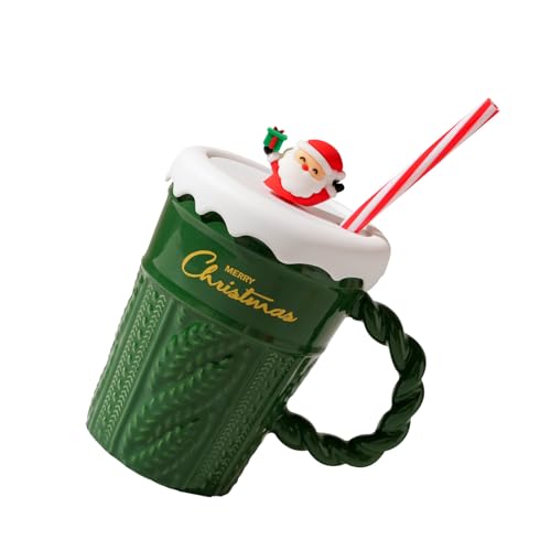 Songelt Weihnachtliche Keramik-Kaffeetassen mit Deckel, "Pleased Christmas", zarte Tasse für Urlaub und den täglichen Gebrauch Songelt Weihnachtliche Keramik-Kaffeetassen mit Deckel, "Pleased Christmas", zarte Tasse für Urlaub und den täglichen Gebrauch von Songelt