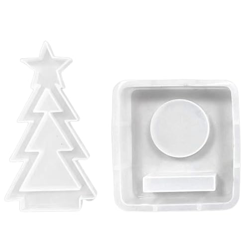 Stabile Silikon-Bastelhalter-Formen, 2 Stück, Mehrzweck-Kerzenständer-Zubehör, wiederverwendbar, Heimdekoration für Hochzeiten, Weihnachtsmotive von Songelt