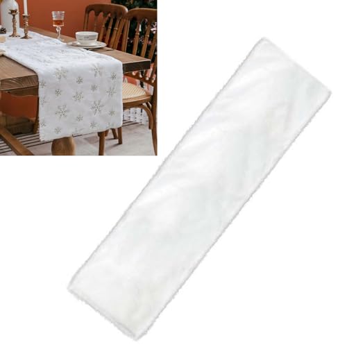 Tischdecke, Polyester, goldfarben/silberfarben, Schneeflocken-Tischläufer mit exquisiter Stickerei, Tischdecke für Weihnachtsfeiern, Stickerei Tischdecke, Polyester, goldfarben/silberfarben, Schneeflocken-Tischläufer mit exquisiter Stickerei, Tischdecke für Weihnachtsfeiern, Stickerei von Songelt