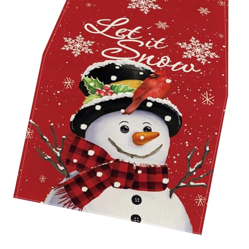 Tischdecke, Weihnachtsmann, Schneemann, Rentier, Tischläufer, Urlaubsmuster, Tischdecke für Weihnachtsfeiern, Leinen-Tischdekoration von Songelt