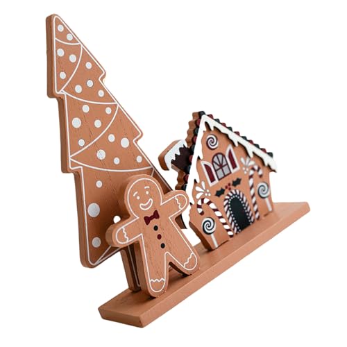 Tischschild aus Holz, Lebkuchenmann und Hausbaum, Weihnachtsdekorationen für Regale und Tablett, Kamine, Display, gestufte Tablett-Dekorationen Tischschild aus Holz, Lebkuchenmann und Hausbaum, Weihnachtsdekorationen für Regale und Tablett, Kamine, Display, gestufte Tablett-Dekorationen von Songelt