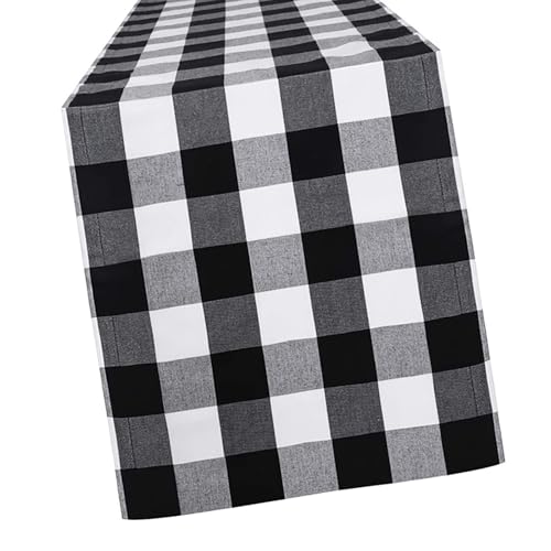Weihnachtlicher karierter Tischläufer für Feiertage, Esszimmer, Dekoration, Tischdecke, Polyester-Baumwolle, 1 x Tischläufer aus Polyester-Baumwolle Weihnachtlicher karierter Tischläufer für Feiertage, Esszimmer, Dekoration, Tischdecke, Polyester-Baumwolle, 1 x Tischläufer aus Polyester-Baumwolle von Songelt