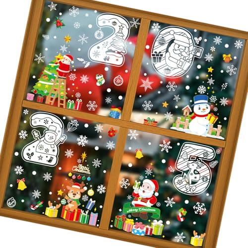 Weihnachts-Fensteraufkleber, wiederverwendbar, Festival-Aufkleber für Zuhause und Büro, Dekoration, 2025, Urlaubsszenen, Zubehör, abnehmbare Fensterfolien Weihnachts-Fensteraufkleber, wiederverwendbar, Festival-Aufkleber für Zuhause und Büro, Dekoration, 2025, Urlaubsszenen, Zubehör, abnehmbare Fensterfolien von Songelt