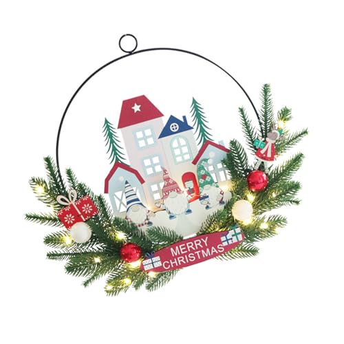 Weihnachtsmann-Zwerge, Holzschild, LED-beleuchtete Haustürdekoration, beleuchteter Weihnachtskranz für Zuhause und Büro, LED-Licht, Türhänger Weihnachtsmann-Zwerge, Holzschild, LED-beleuchtete Haustürdekoration, beleuchteter Weihnachtskranz für Zuhause und Büro, LED-Licht, Türhänger von Songelt