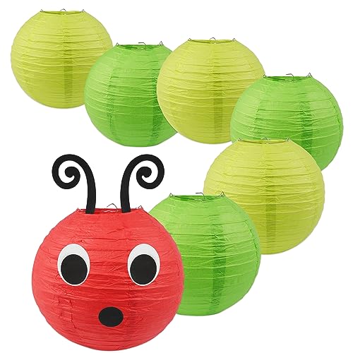 7PCS Papierlaterne Klassenzimmer Raupe Papierlaterne Raupenlaterne Rotes Grünes Papier Laternen für Schule Klassenzimmer Dekoration Geburtstagsparty Dekoration （25x25cm） von Songjum