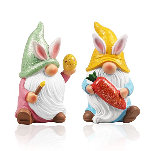 Songjum 2 Stück GNOME Ostern Harz mit Schimmernden Pulver Wichtel Figuren Ostern Harz Wichtel Deko Ostern für Home Table Tiered Tray Regal Dekor von Songjum