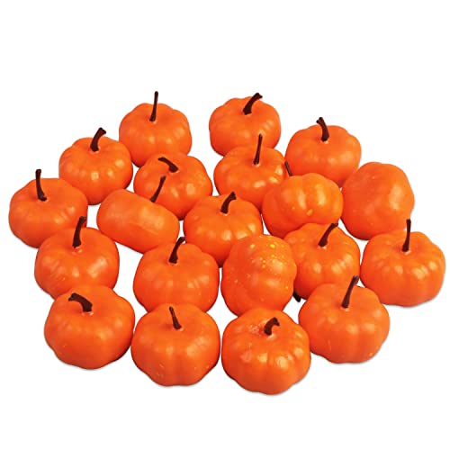 Songjum 20 Stück Mini Künstliche Kürbisse Sehr Realistisch Kunststoff Kürbisse Herbstdeko Kürbisse für Herbst-Hochzeit Halloween Thanksgiving Tischplatte Herbst-Ernte-Dekorationen von Songjum