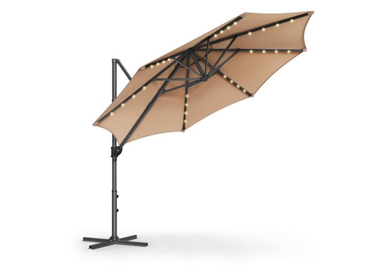 SONGMICS Sonnenschirm, Ampelschirm, ∅300cm, 28 Solar-LED-Leuchten, UPF 50+, um 360° drehbar von Songmics